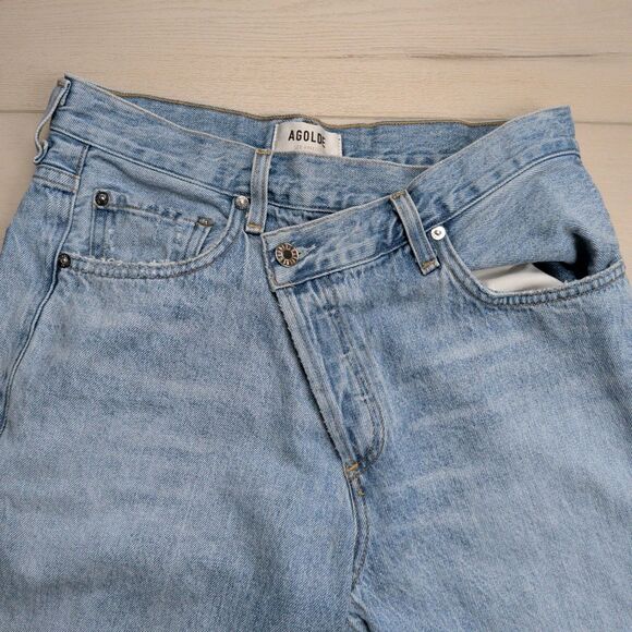 Agolde Criss Cross Jeans Womens 27 Blue Light Wash Denim Button Fly USA - Picture 2 of 15